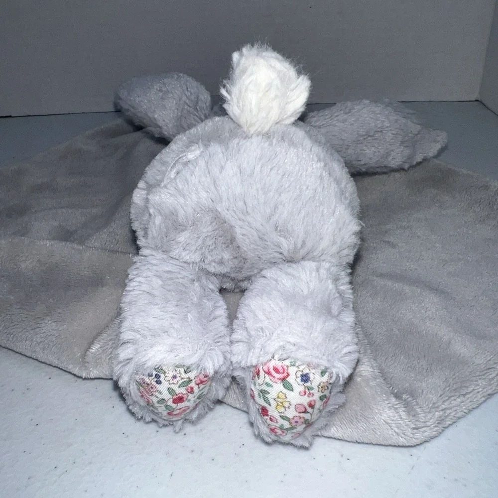 Jellycat Comforter Blanket Silver Grey Bunny Rabbit Floral Flower Pink Ears